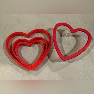 Cookie Cutters Heart Shaped Plastic Set of 4 -Three Nesting: One Stand Alone EUC